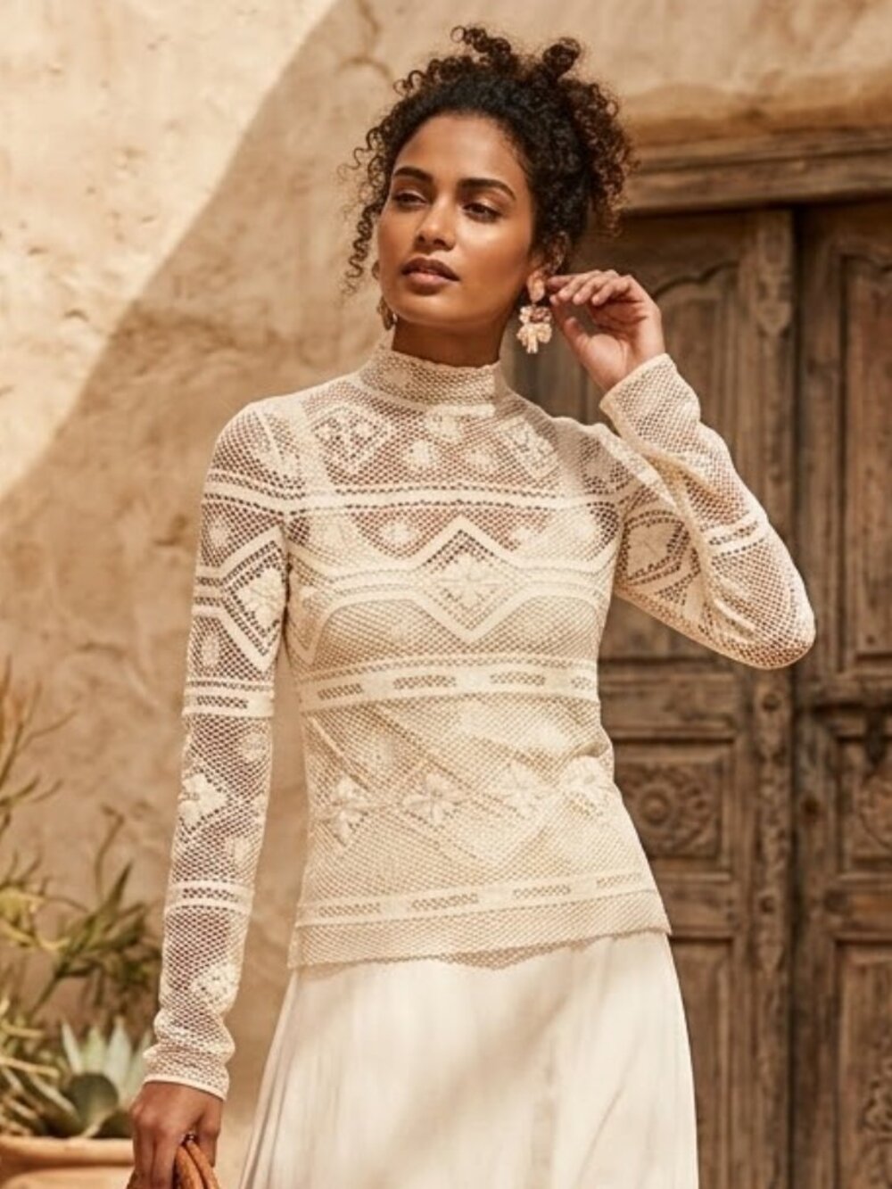 Beautiful Rebecca Taylor Crochet New With Tags cream blouse size 8